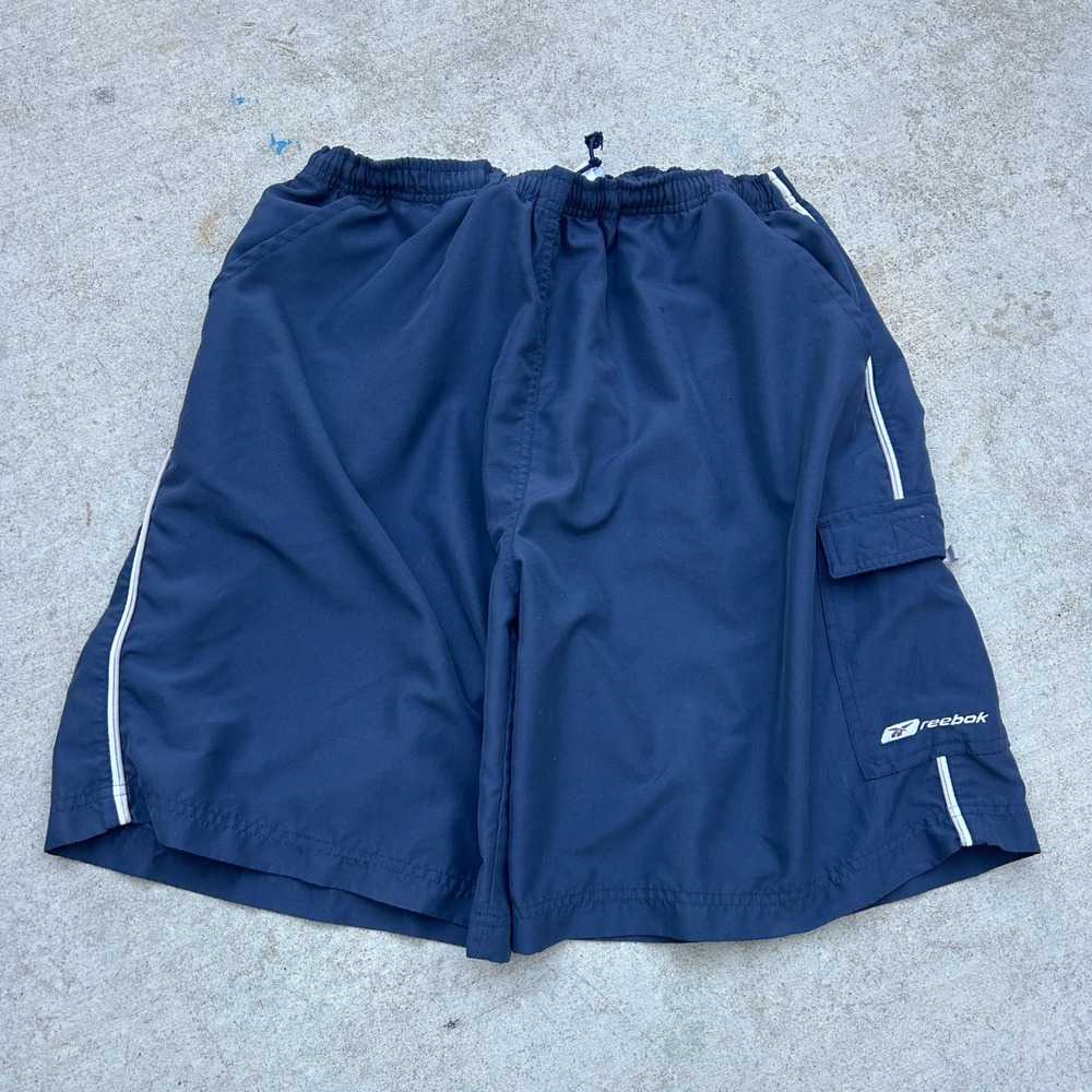 Reebok Cargo Shorts Large Navy Blue Vintage Y2K Skater Baggy Gorpcore Streetwear